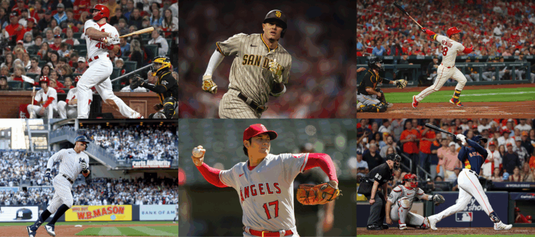 2022 NL MVP and 2022 AL MVP Finalists (Top Row, L to R) Paul Goldschmidt, Manny Machado, Nolan Arenado Bottom Row, L to R: Aaron Judge, Shohei Ohtani, Yordan Alvarez