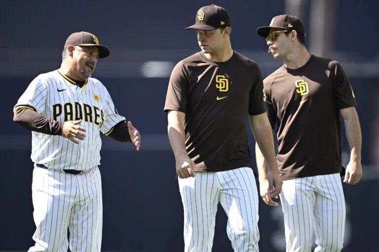 According to Ken Rosenthal, the Padres swinging a surprise trade involving Michael King (center) before his free agency next offseason is not off the table.