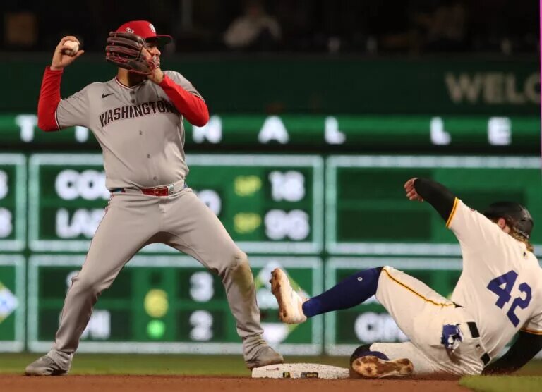 Sending Jack Suwinski (pictured, sliding) down to Triple-A might benefit both him and the Pirates later on.