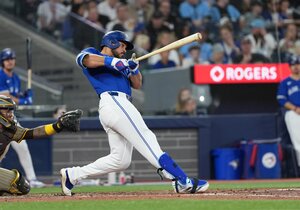 Anthony Santander was removed from the Blue Jays postseason roster with a back injury.