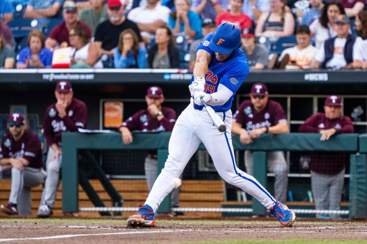 The Royals are reportedly calling up top prospect Jac Caglianone, seen here playing for the University of Florida in 2024.