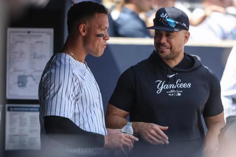 Giancarlo Stanton (right) is picking up the Yankees amid Aaron Judge's (left) struggles.