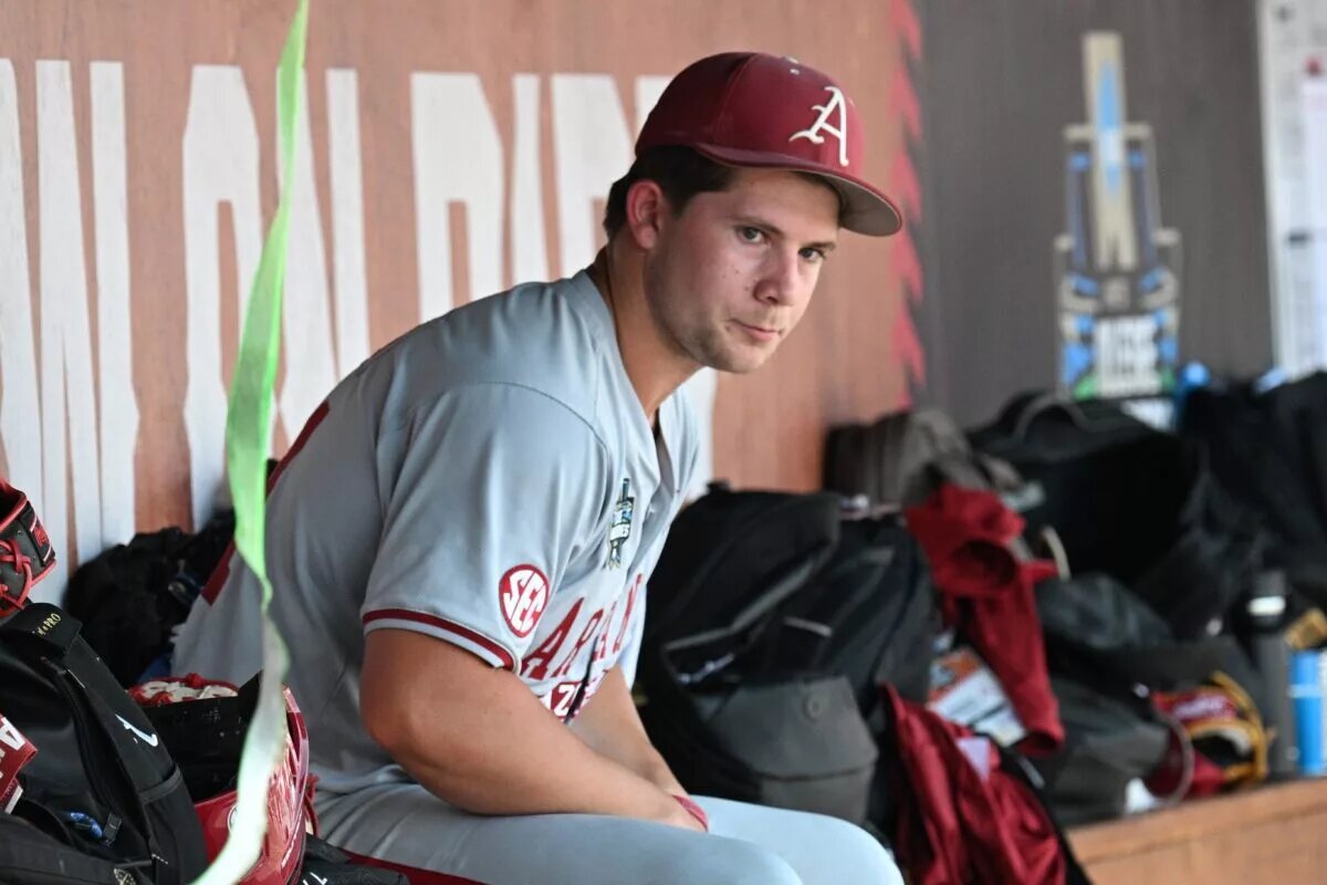 Arkansas pitcher Gage Wood projects as a late first-rounder in the 2025 MLB Draft.