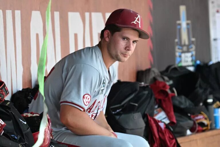 Arkansas pitcher Gage Wood projects as a late first-rounder in the 2025 MLB Draft.