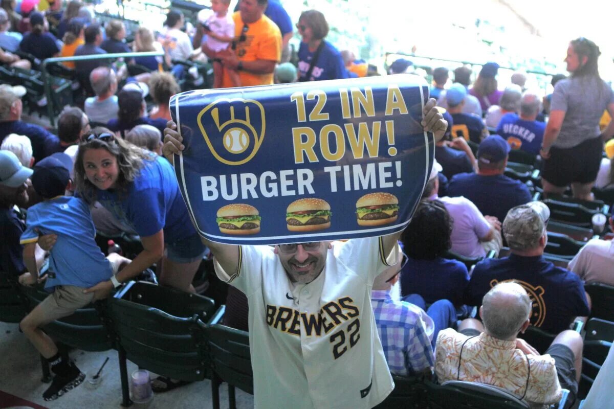 The Brewers are nearing a franchise record, riding a 12-game win streak.
