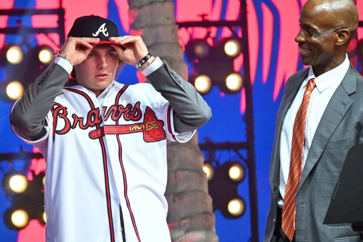 Pitcher JR Ritchie takes the stage after being drafted by the Atlanta Braves in 2022.