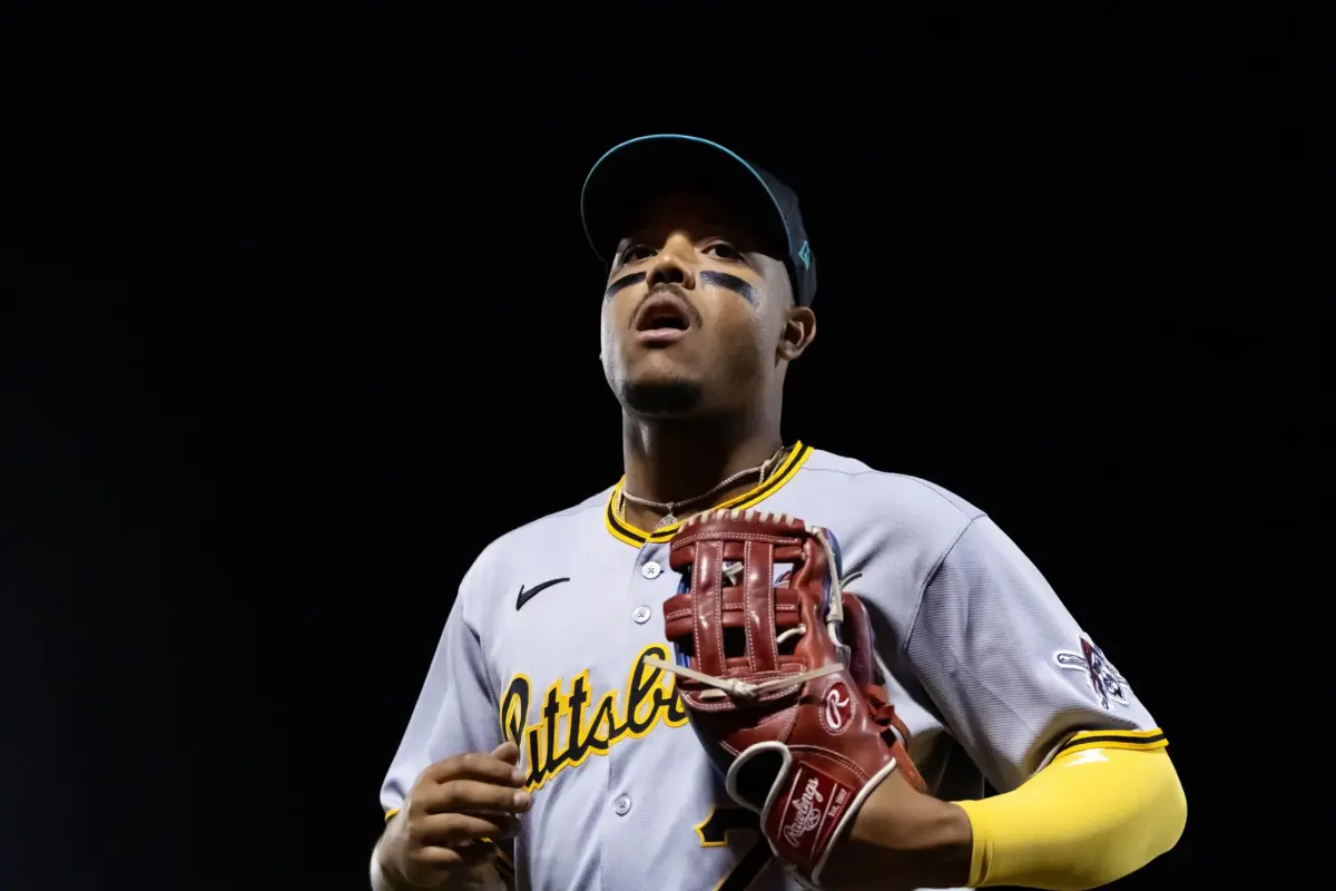 Top prospect Esmerlyn Valdez (pictured) could soon put added pressure on Marcell Ozuna to produce for the Pirates.