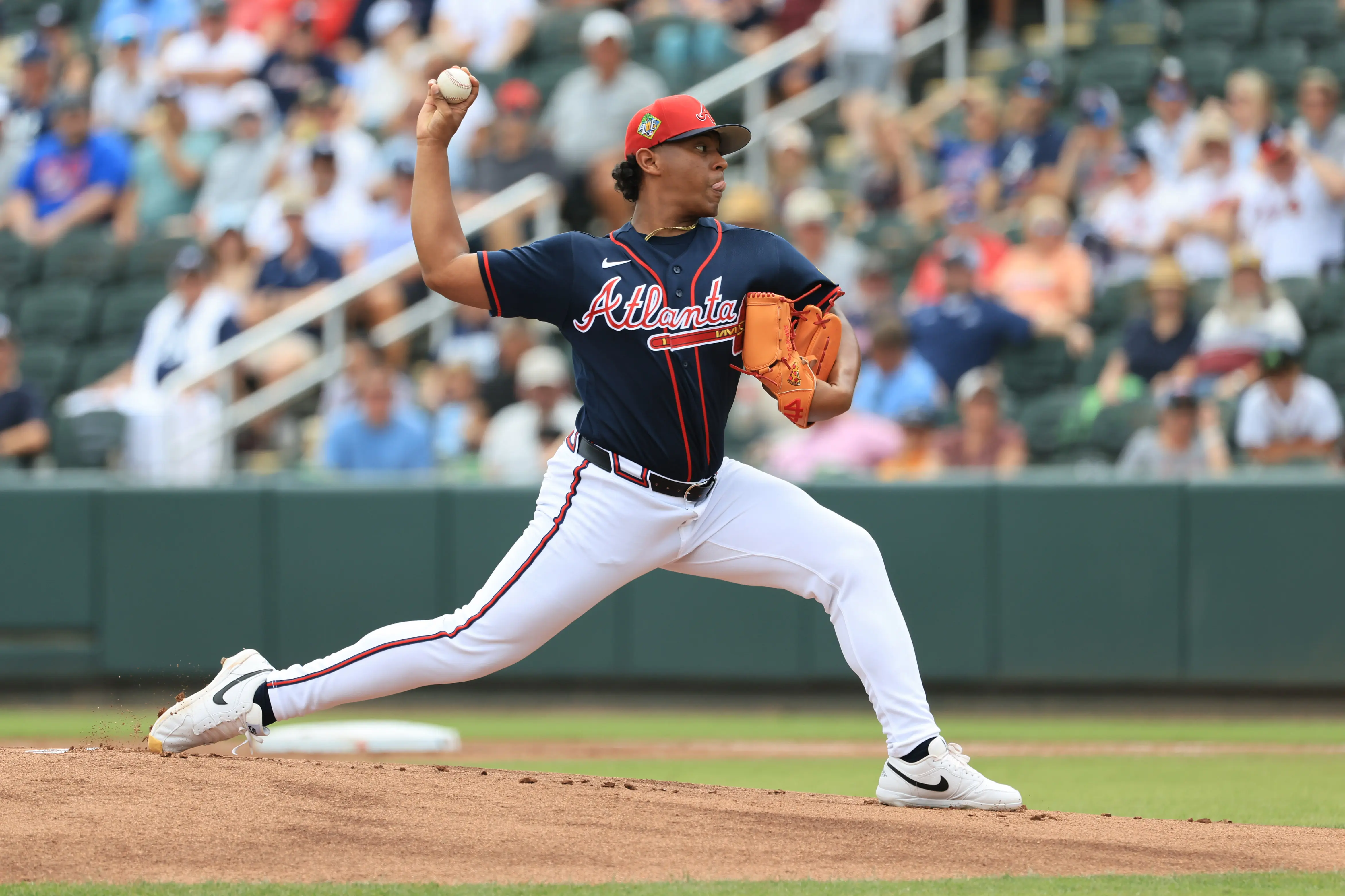 Atlanta Braves starting pitcher Didier Fuentes throws a pitch during the first inning