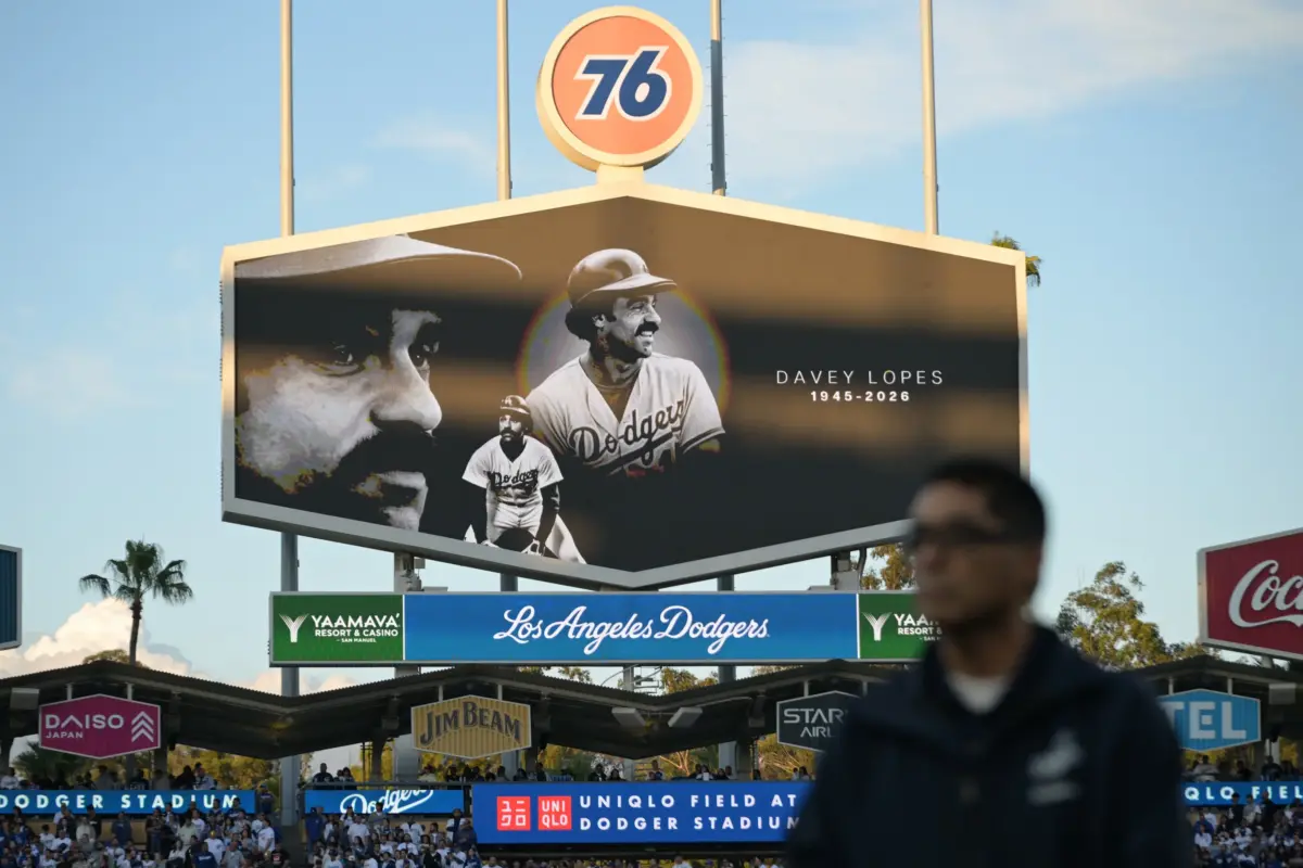 Prior to the game between the Los Angeles Dodgers and the Texas Rangers on April 10, the Dodgers honored Davey Lopes, a member of the Dodgers' record-setting infield of the 1970s and '80s and one of baseball's premier base stealers, who died at the age of 80.
