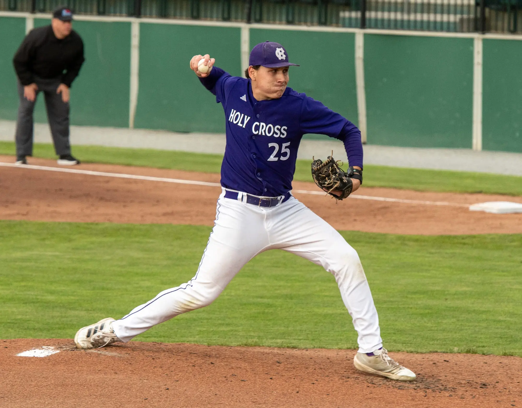Holy Cross starter Jaden Wywoda pitches against Army.