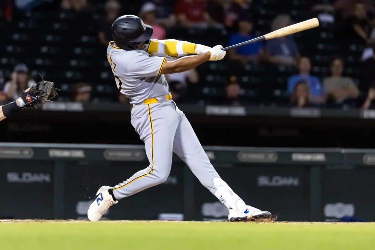 Pirates outfielder Esmerlyn Valdez during the 2025 Arizona Fall League Fall Stars Game.