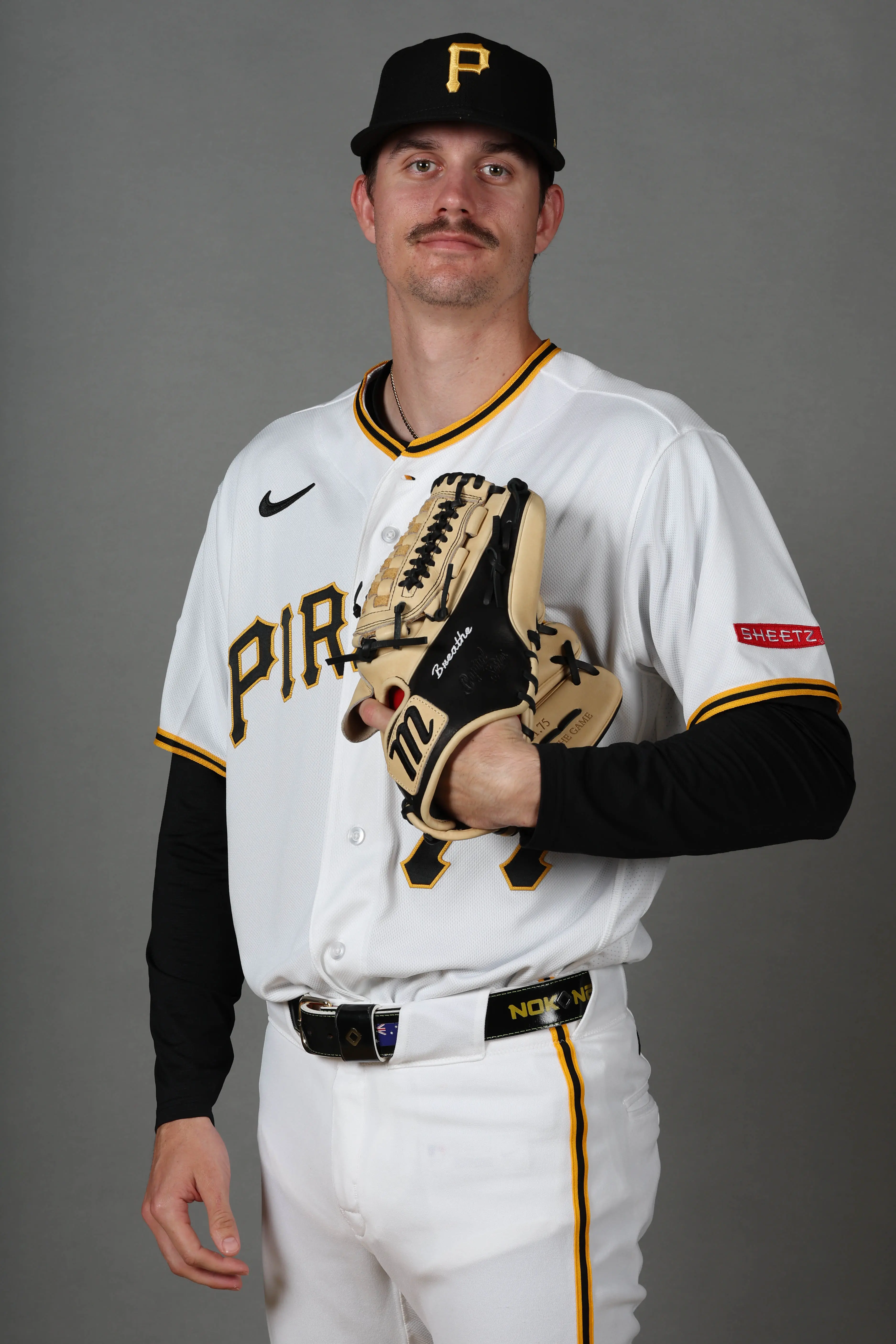 Pittsburgh Pirates pitcher Brandan Bidois (77) poses for a photo during media day at Pirate City