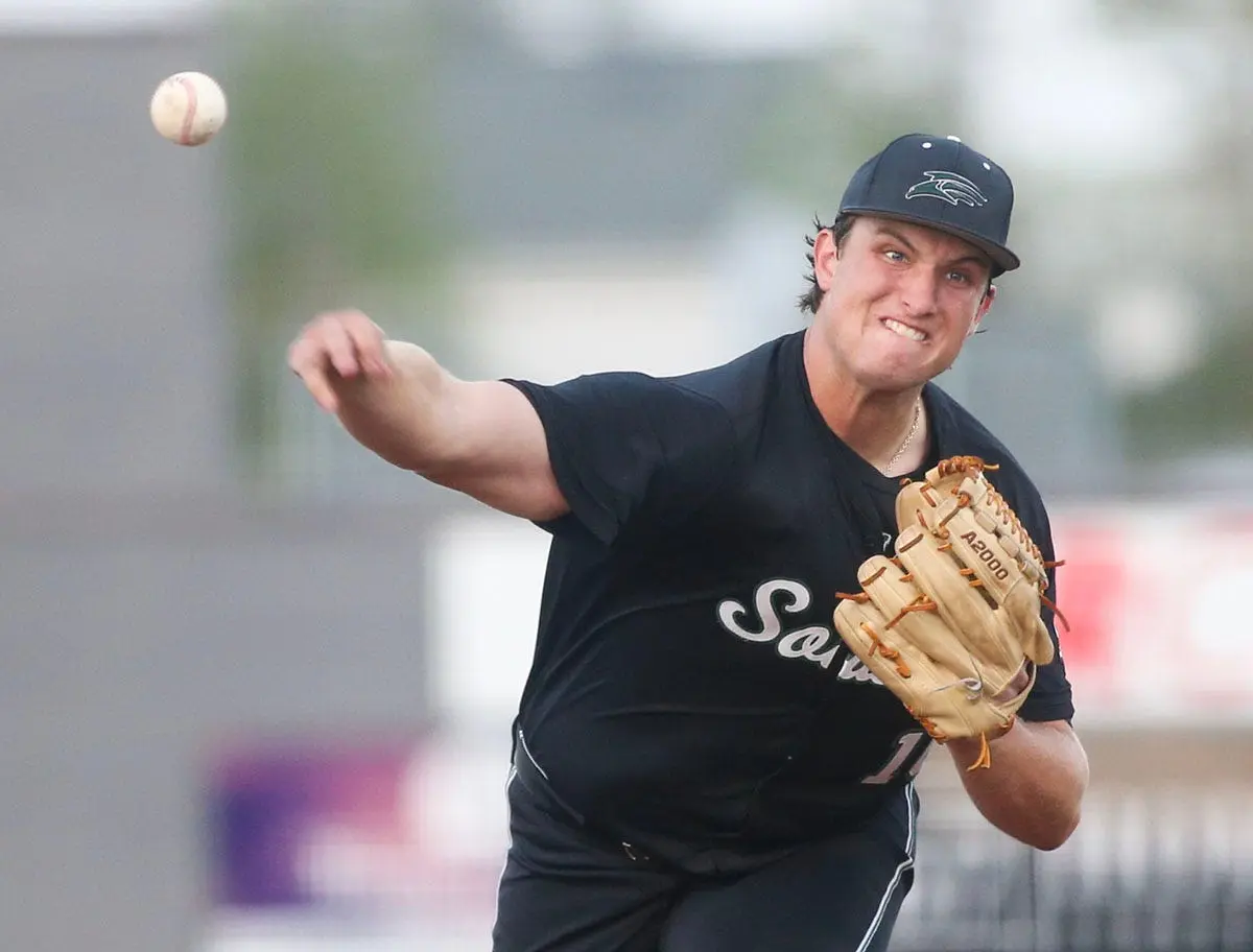 MLB Draft prospect and South Walton starting pitcher Coleman Borthwick delivers to the plate vs Niceville High at Niceville.