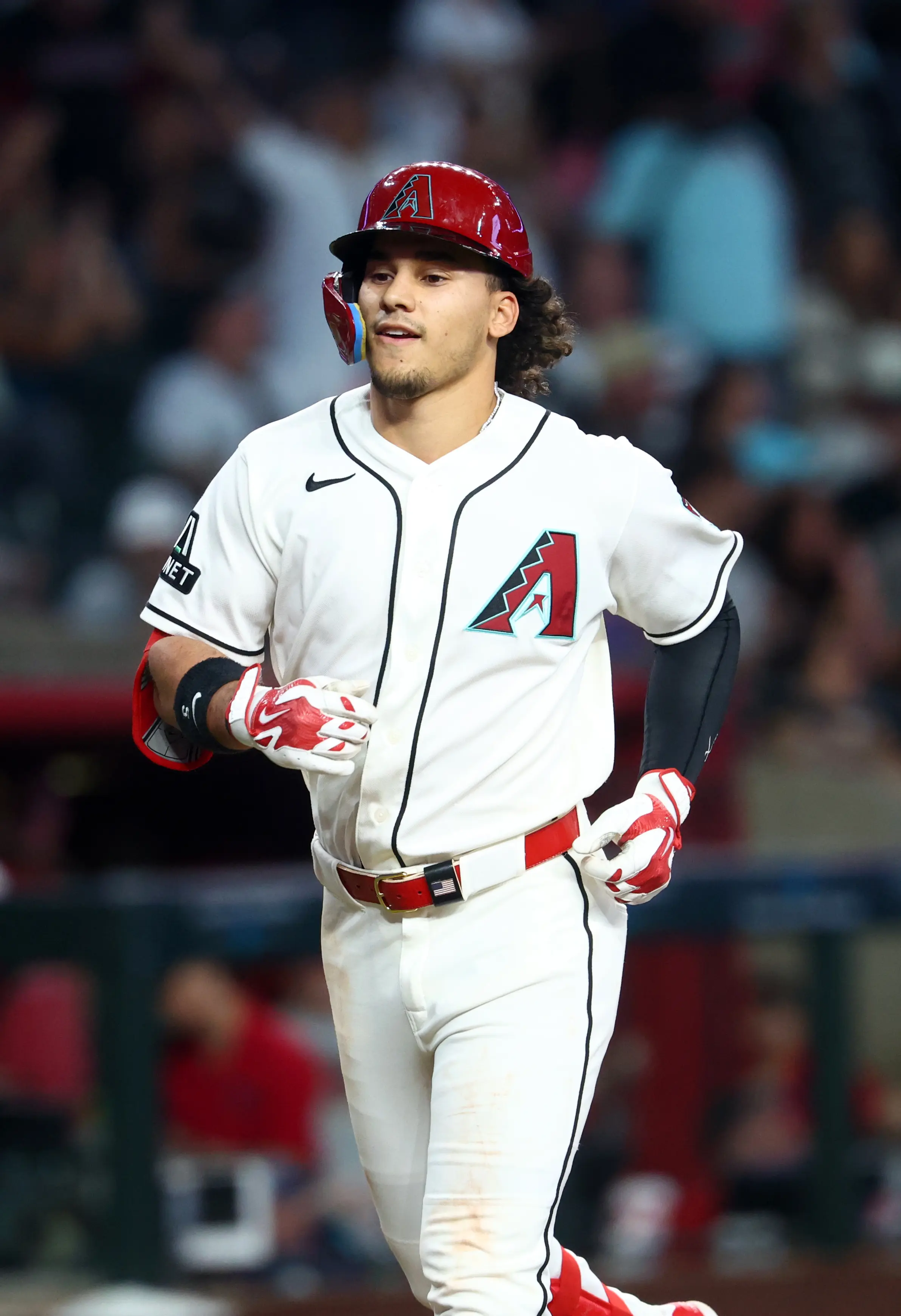 Arizona Diamondbacks center fielder Alek Thomas running the bases against the Chicago White Sox at Chase Field in Phoenix, Arizona on April 21, 2026.
