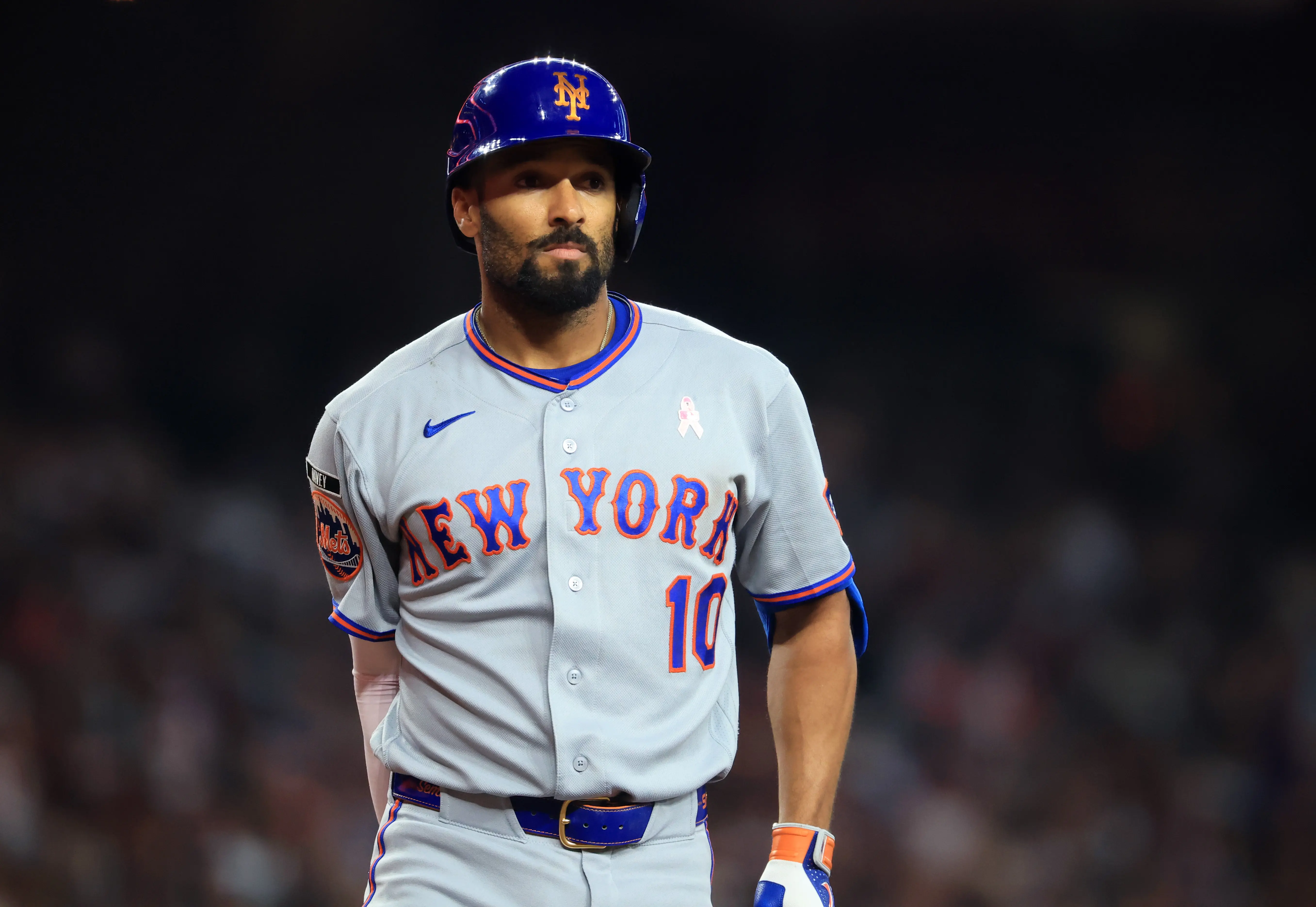 New York Mets infielder Marcus Semien walking off the field vs the Arizona Diamondbacks at Chase Field in Phoenix Arizona on May 10, 2026.