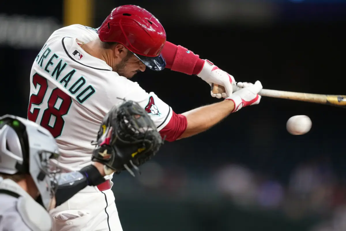 Arizona Diamondbacks third baseman Nolan Arenado during an-bat against the Colorado Rockies during the fifth inning at Chase Field in Phoenix, Arizona on May 21, 2026.