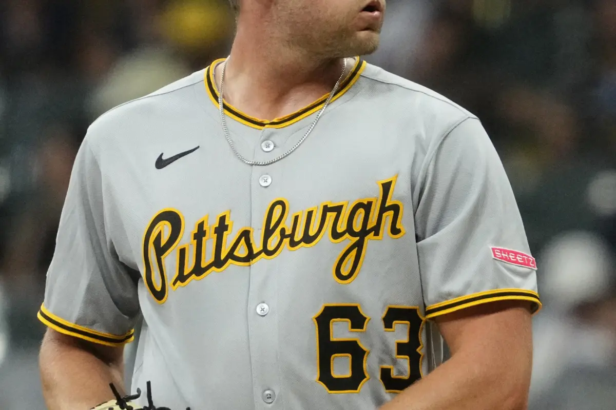 Pittsburgh Pirates pitcher Hunter Stratton pitching vs the Milwaukee Brewers during the fourth inning at American Family Field in Milwaukee, Wisconsin on June 23, 2025.