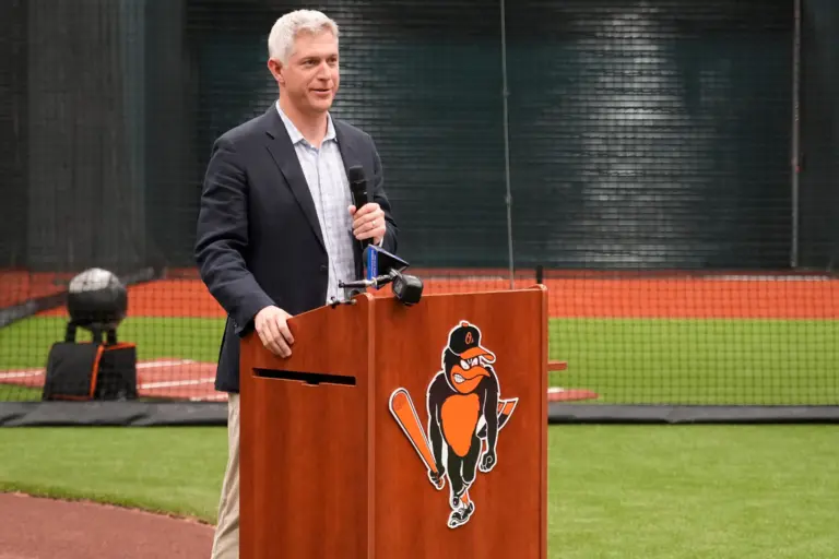 Orioles President of Baseball Operations Mike Elias welcomes the media and VIPs to the new facility. The Baltimore Orioles unveiled their new Player Development Complex to the media on Monday, Feb. 9, 2026. The 47,700 square-foot facility includes indoor batting cages and infield, a biomechanics lab, new outdoor covered batting cages and more fan access areas.
