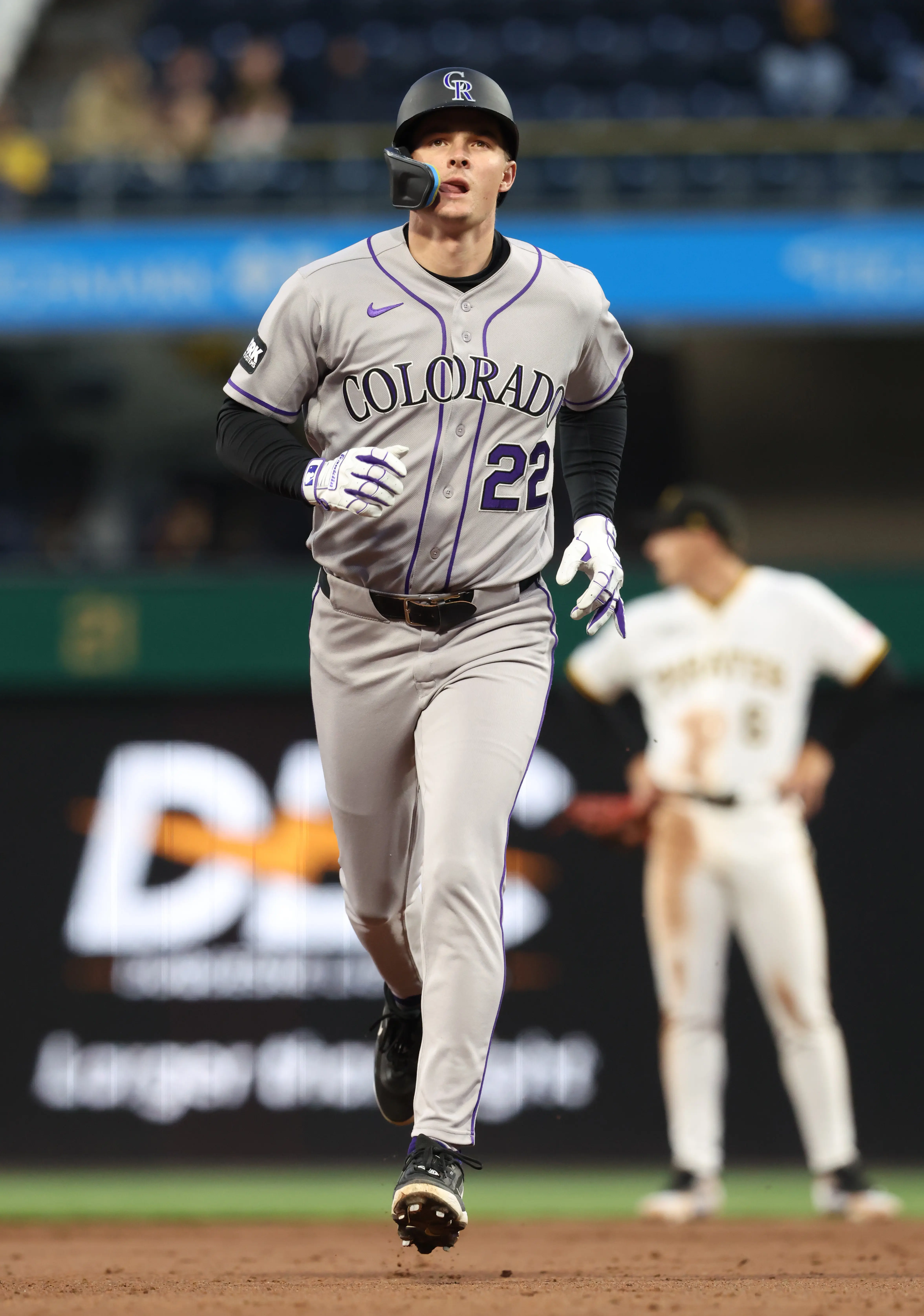 Colorado Rockies outfielder Mickey Moniak rounding the bases after hitting a three-run home run during the fifth inning vs the Pittsburgh Pirates at PNC Park in Pittsburgh, Pennsylvania on May 13, 2026.
