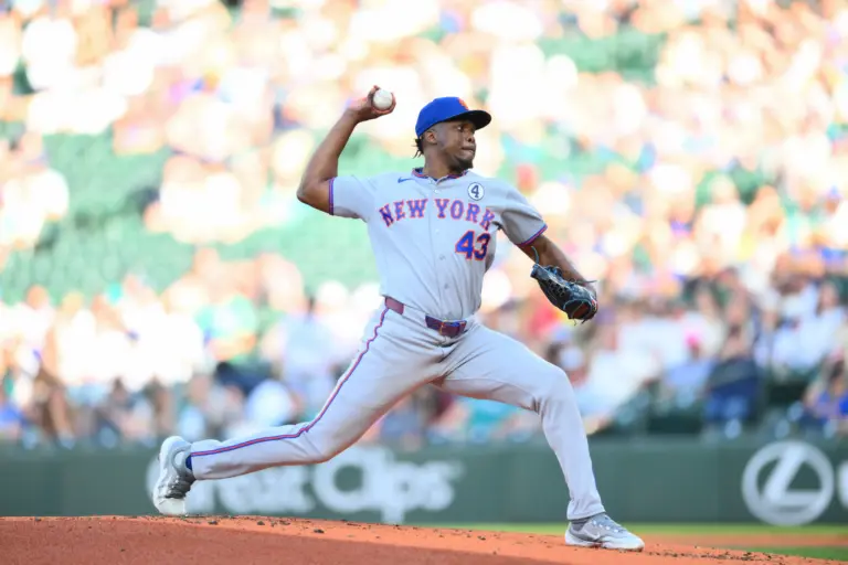 New York Mets reliever Huascar Brazoban pitching vs the Seattle Mariners during the first inning at T-Mobile Park in Seattle, Washington on June 2, 2026.