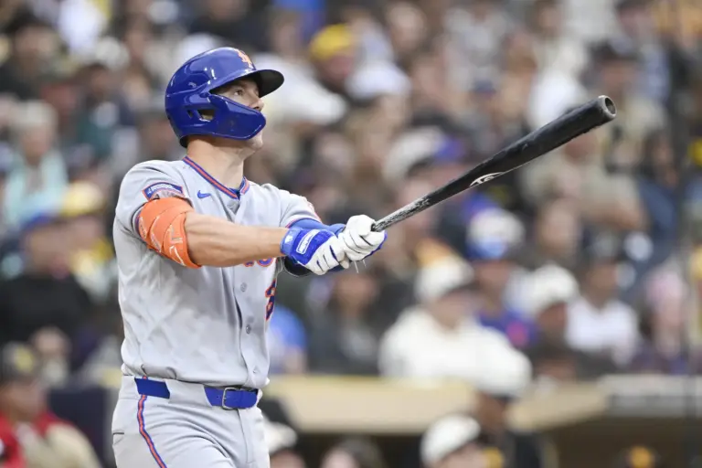 Mets first baseman Jared Young (29) hits a solo home run against the Padres at Petco Park.