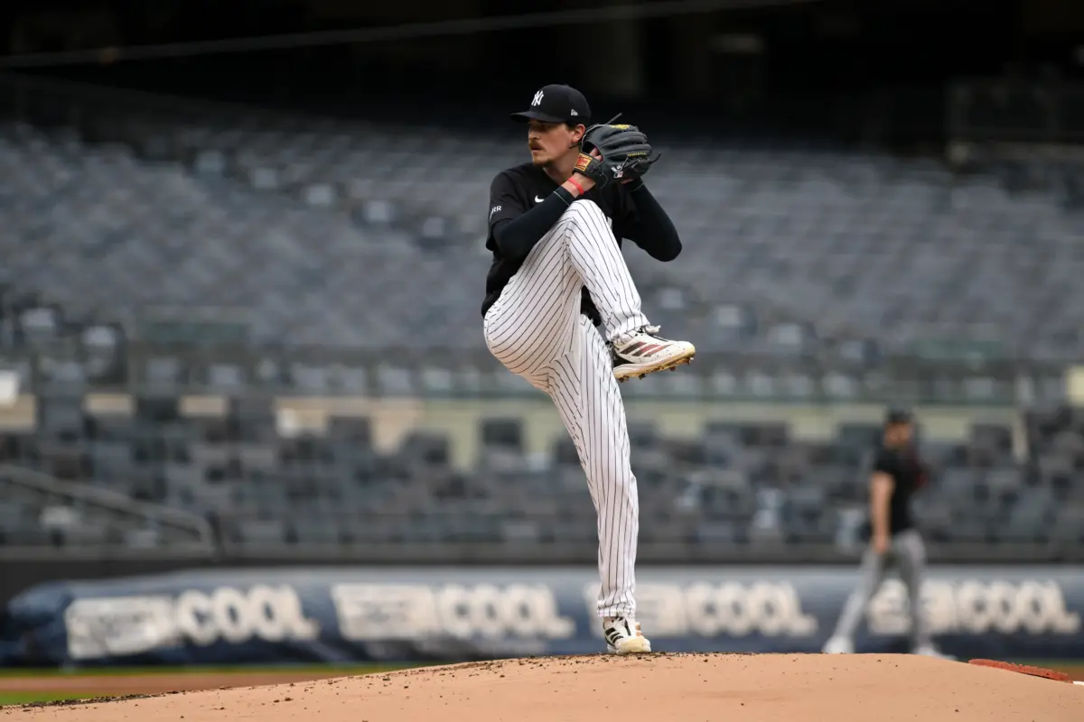 Yankees pitcher Max Fried throws a live bullpen session before a game against the Minnesota Twins at Yankee Stadium.