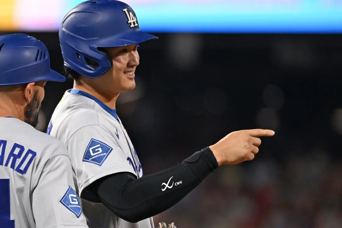 Dodgers two-way player Shohei Ohtani (17) during the sixth inning against the Philadelphia Phillies at Citizens Bank Park.