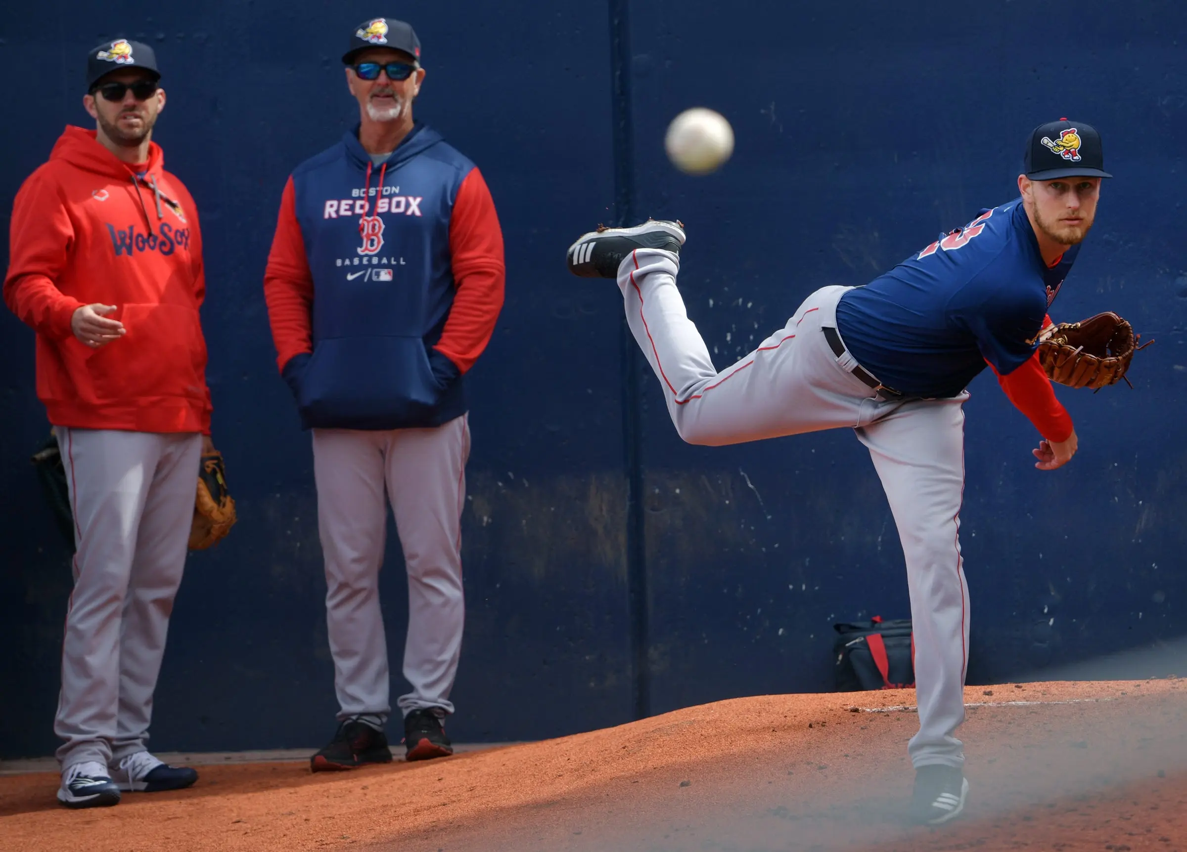 Worcester Red Sox pitcher Brian Keller warming up ahead of a game.