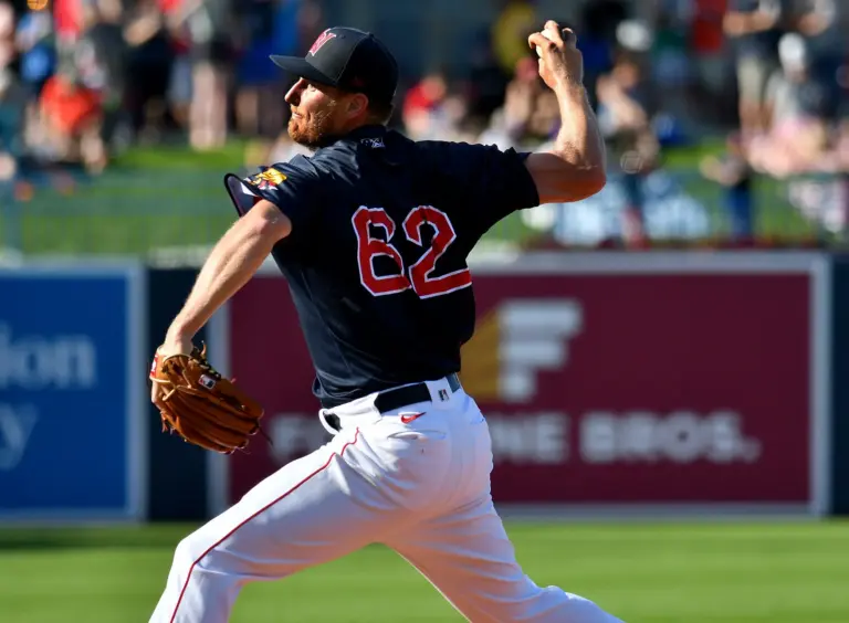 WooSox pitcher Brian Keller pitching vs the Charlotte Knights.
