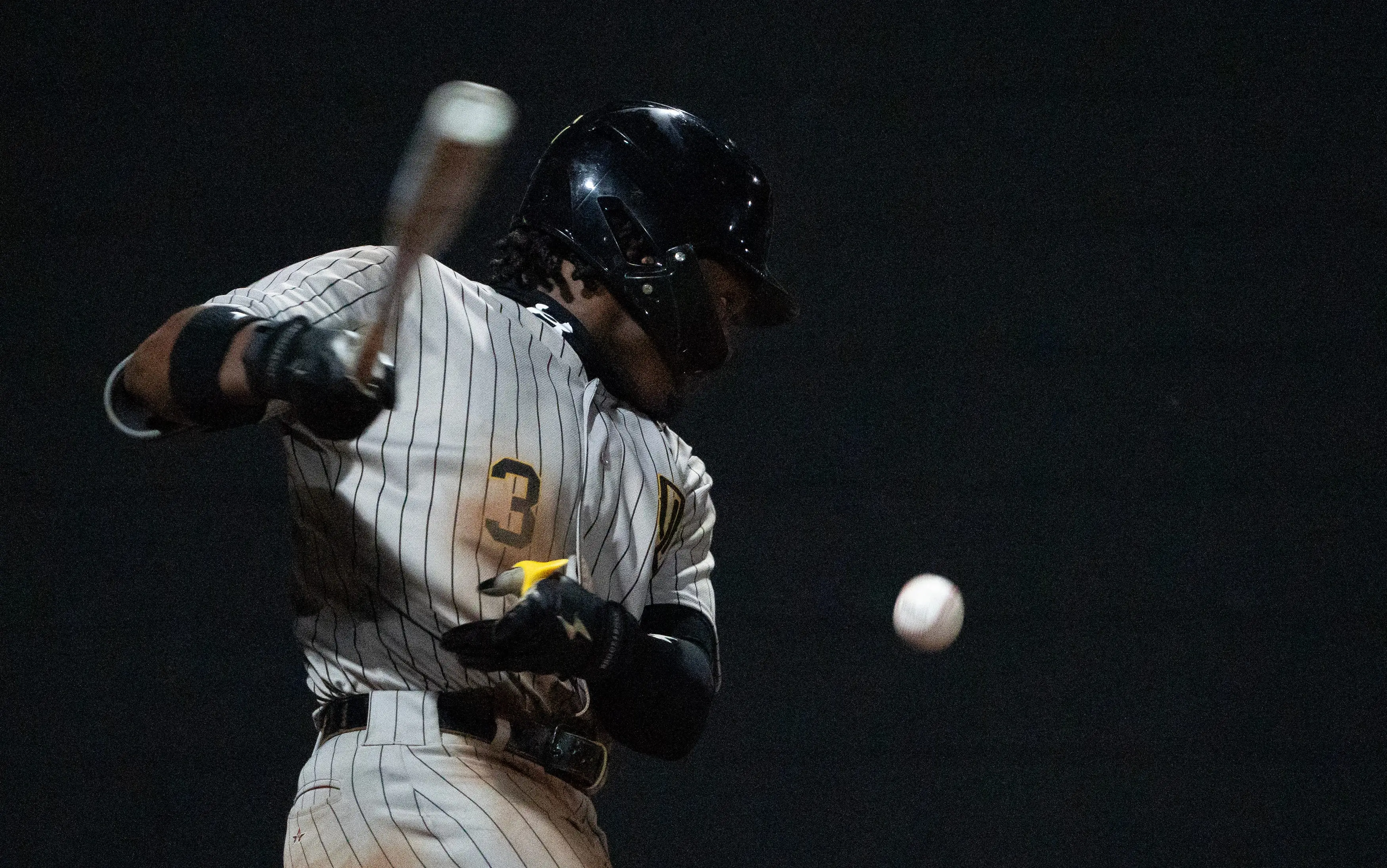 Oak Grove player Eric Booth Jr. (3) hits the ball during the game against Northwest Rankin in Flowood, Miss., on Tuesday, March 24, 2026.