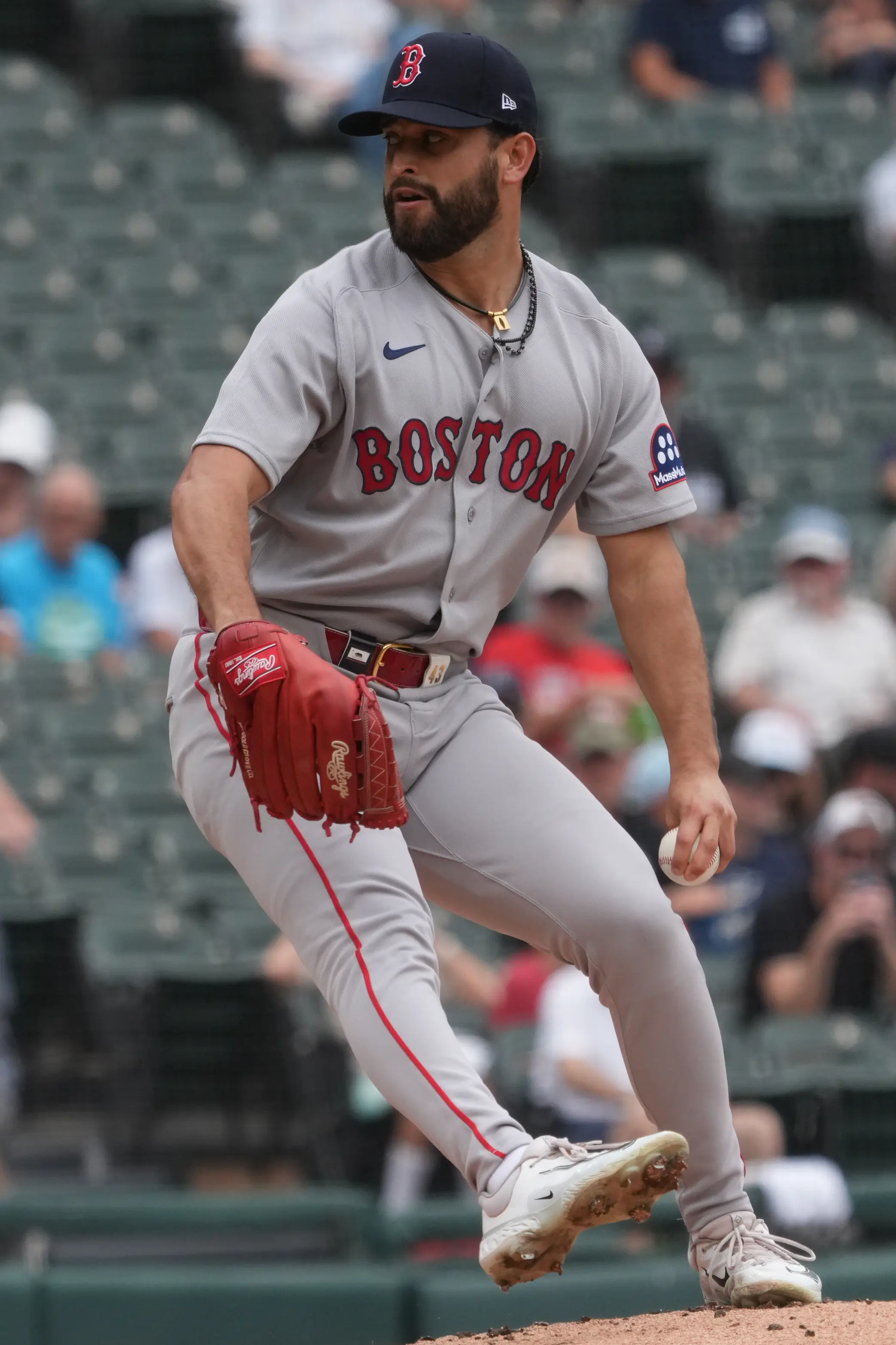 Boston Red Sox starting pitcher Patrick Sandoval pitching during the first inning at Guaranteed Rate Field in Chicago, Illinois on July 9, 2026.