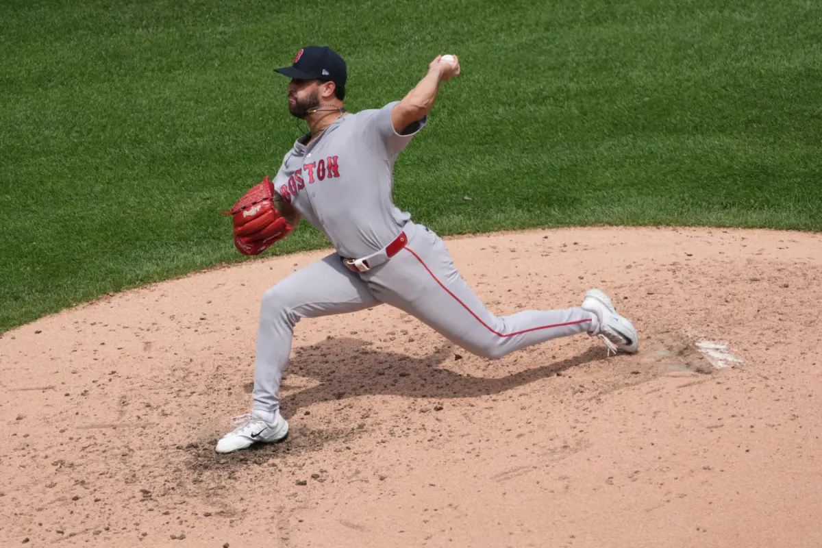 Boston Red Sox starting pitcher Patrick Sandoval pitching vs the Chicago White Sox during the fifth inning at Guaranteed Rate Field in Chicago, Illinois on July 9, 2026.