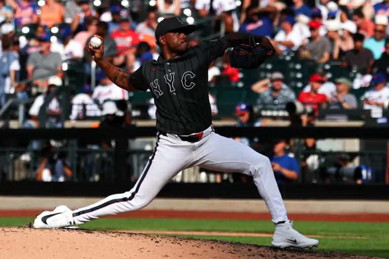 Mets pitcher Freddy Peralta (51) delivers a pitch during the fourth inning against the Boston Red Sox at Citi Field.