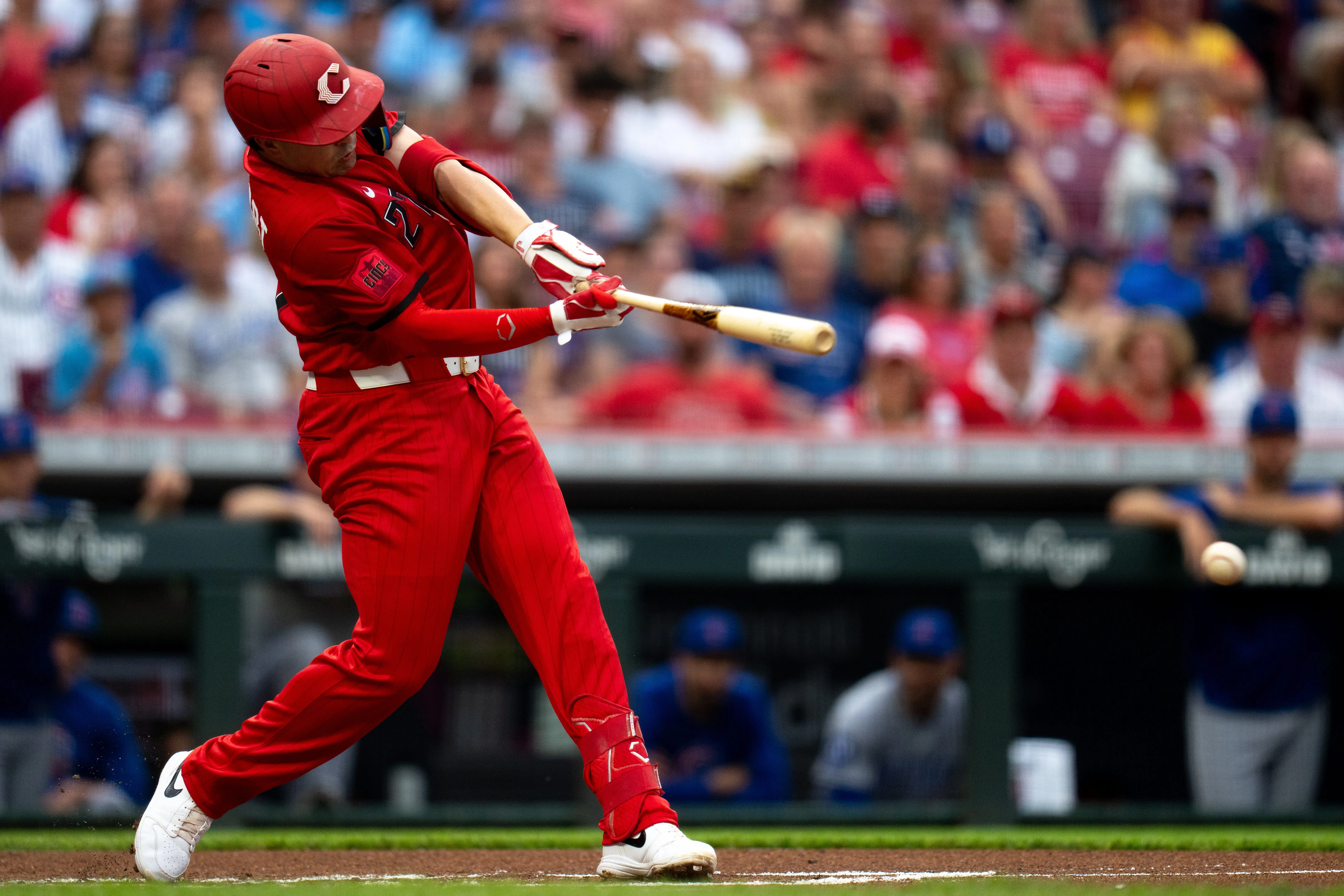 Cincinnati Reds third baseman Sal Stewart during an at-bat.