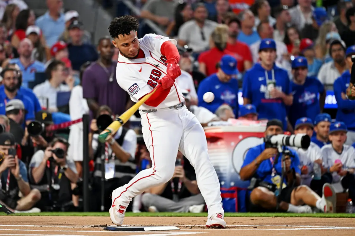 Boston Red Sox first baseman Willson Contreras during the 2026 Home Run Derby at Citizens Bank Park in Philadelphia, Pennsylvania, on July 13.