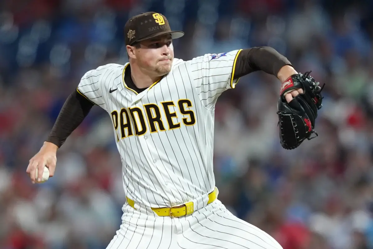 Padres pitcher Mason Miller (19) pitches during the ninth inning for the All-Star Game at Citizens Bank Park.