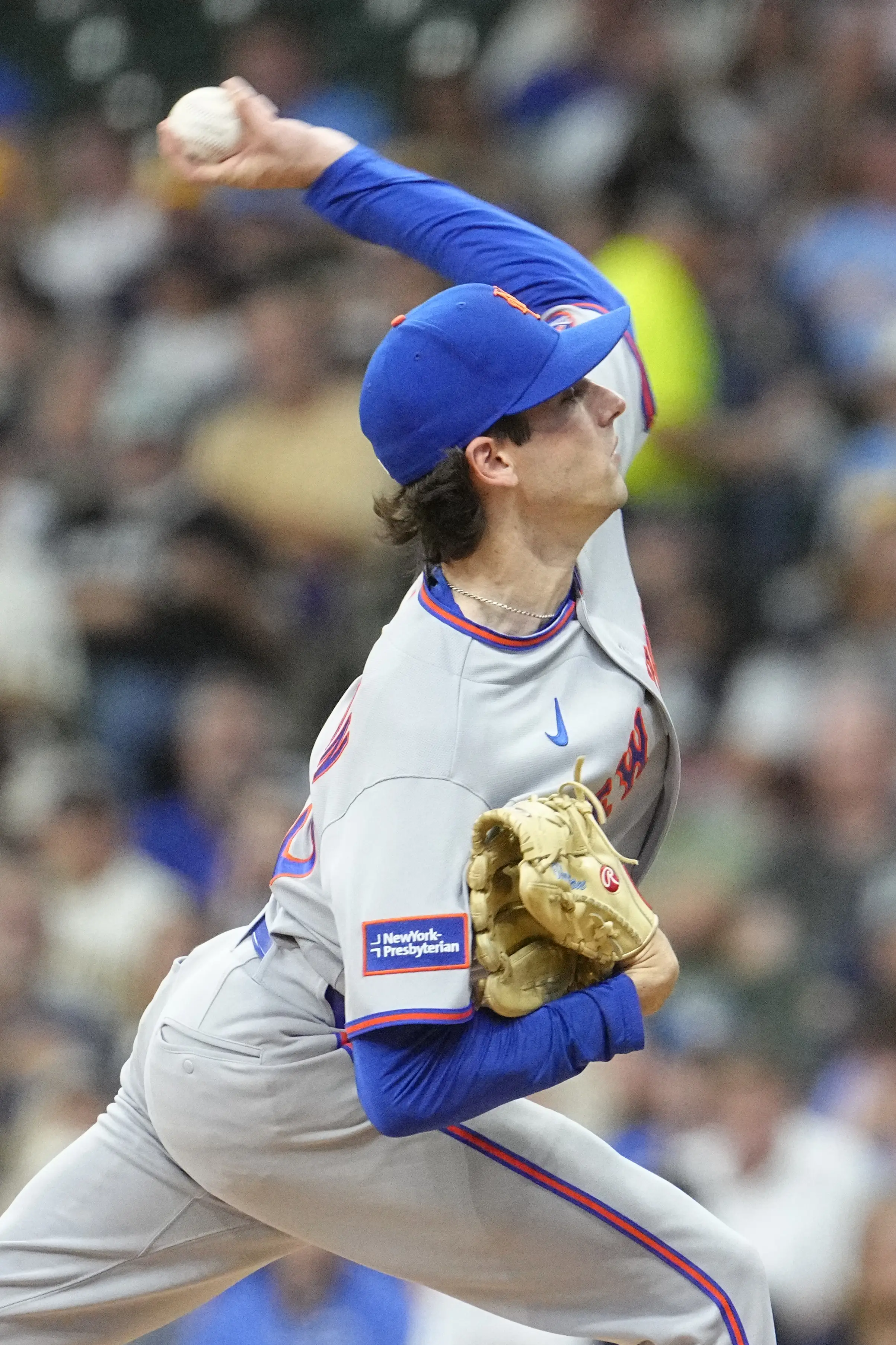 New York Mets starting pitcher Zac Thornton pitching vs the Milwaukee Brewers.