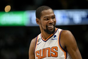 Mar 5, 2023; Dallas, Texas, USA; Phoenix Suns forward Kevin Durant (35) during the game between the Dallas Mavericks and the Phoenix Suns at the American Airlines Center. Mandatory Credit: Jerome Miron-USA TODAY Sports