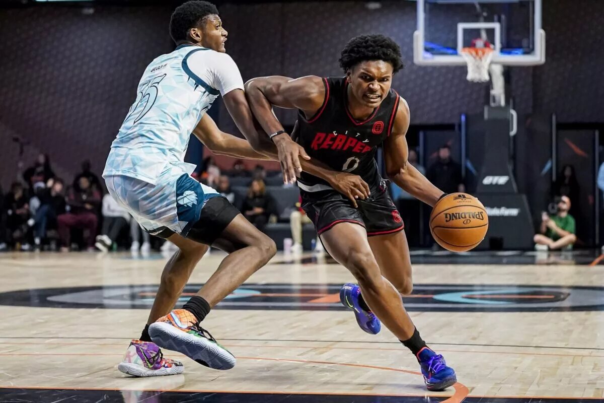 Dec 9, 2022; Atlanta, GA, USA; City Reapers guard Ausar Thompson (0) shown during the game against the Cold Hearts at Overtime Elite. Mandatory Credit: Dale Zanine-USA TODAY Sports