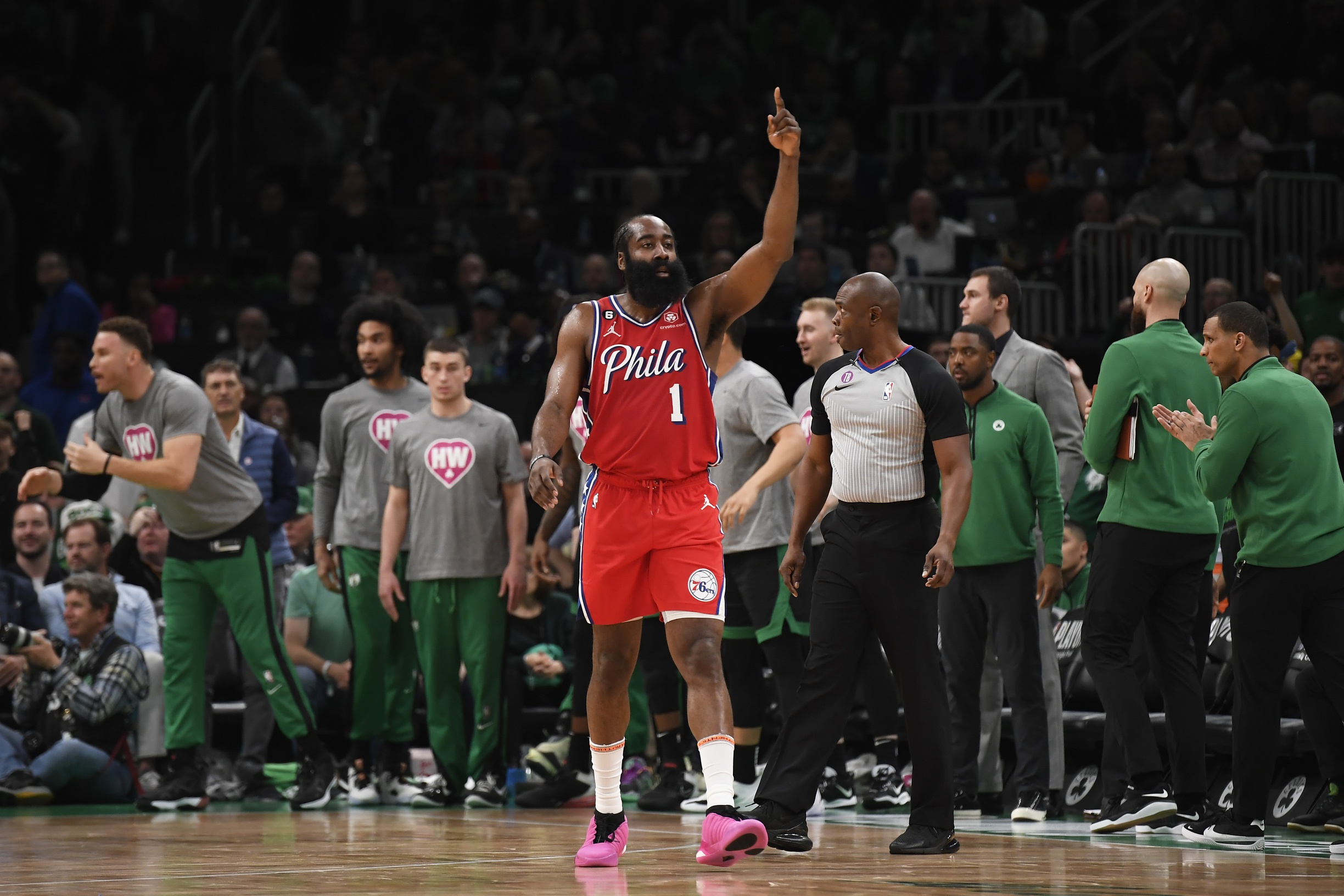 James Harden leads Sixers over Celtics in game one