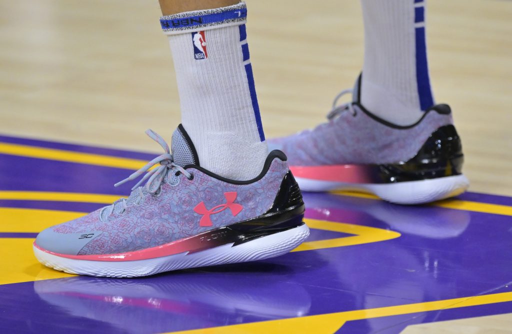 Detail view of the Nike shoes worn by Golden State Warriors