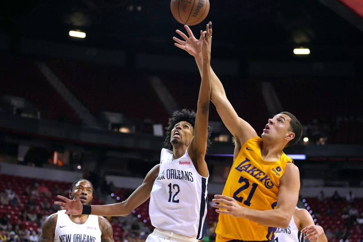 Lakers have seen success from their two-way players during Summer League, including Cole Swider (above) Colin Castleton and D'Moi Hodge
