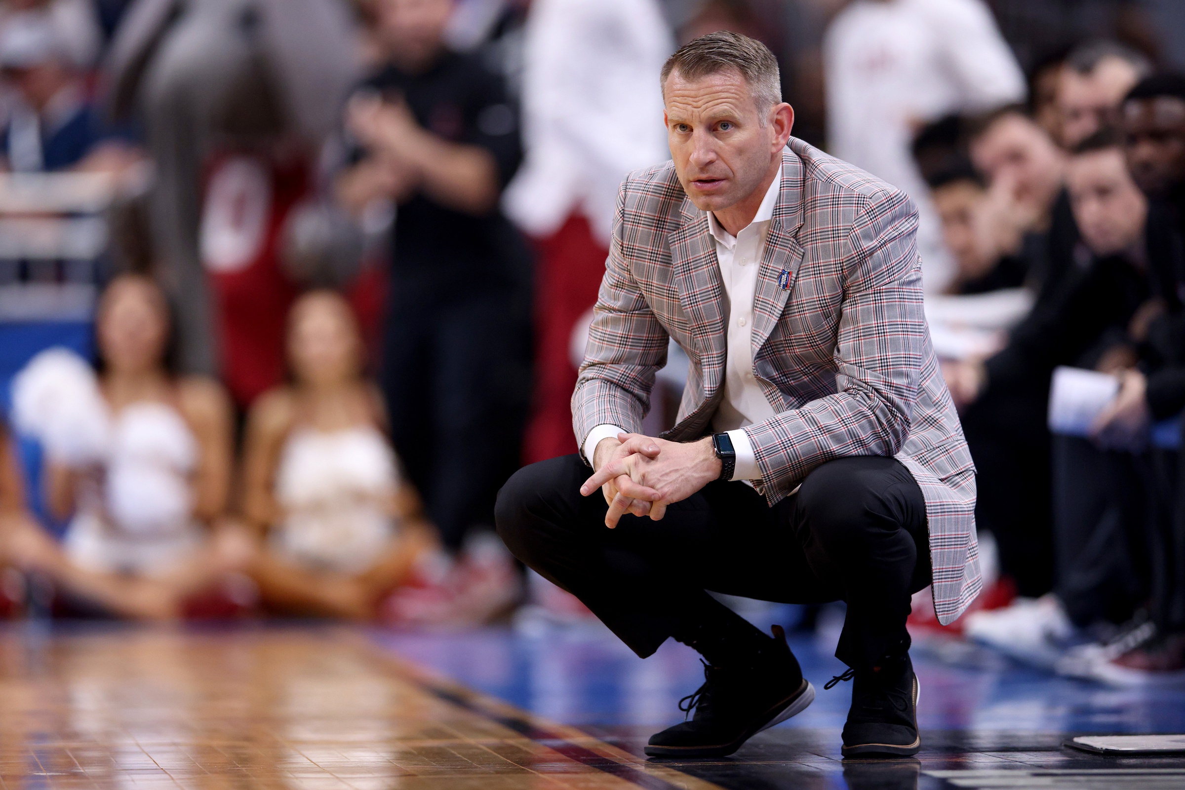 Mar 24, 2023; Louisville, KY, USA; Alabama Basketball head coach Nate Oats during the second half of the NCAA tournament round of sixteen against the San Diego State Aztecs at KFC YUM! Center. Mandatory Credit: Jordan Prather-USA TODAY Sports