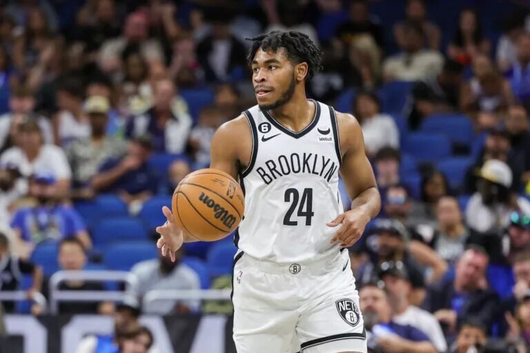 Mar 26, 2023; Orlando, Florida, USA; Brooklyn Nets guard Cam Thomas (24) looks to pass during the second quarter against the Orlando Magic at Amway Center. Mandatory Credit: Mike Watters-USA TODAY Sports