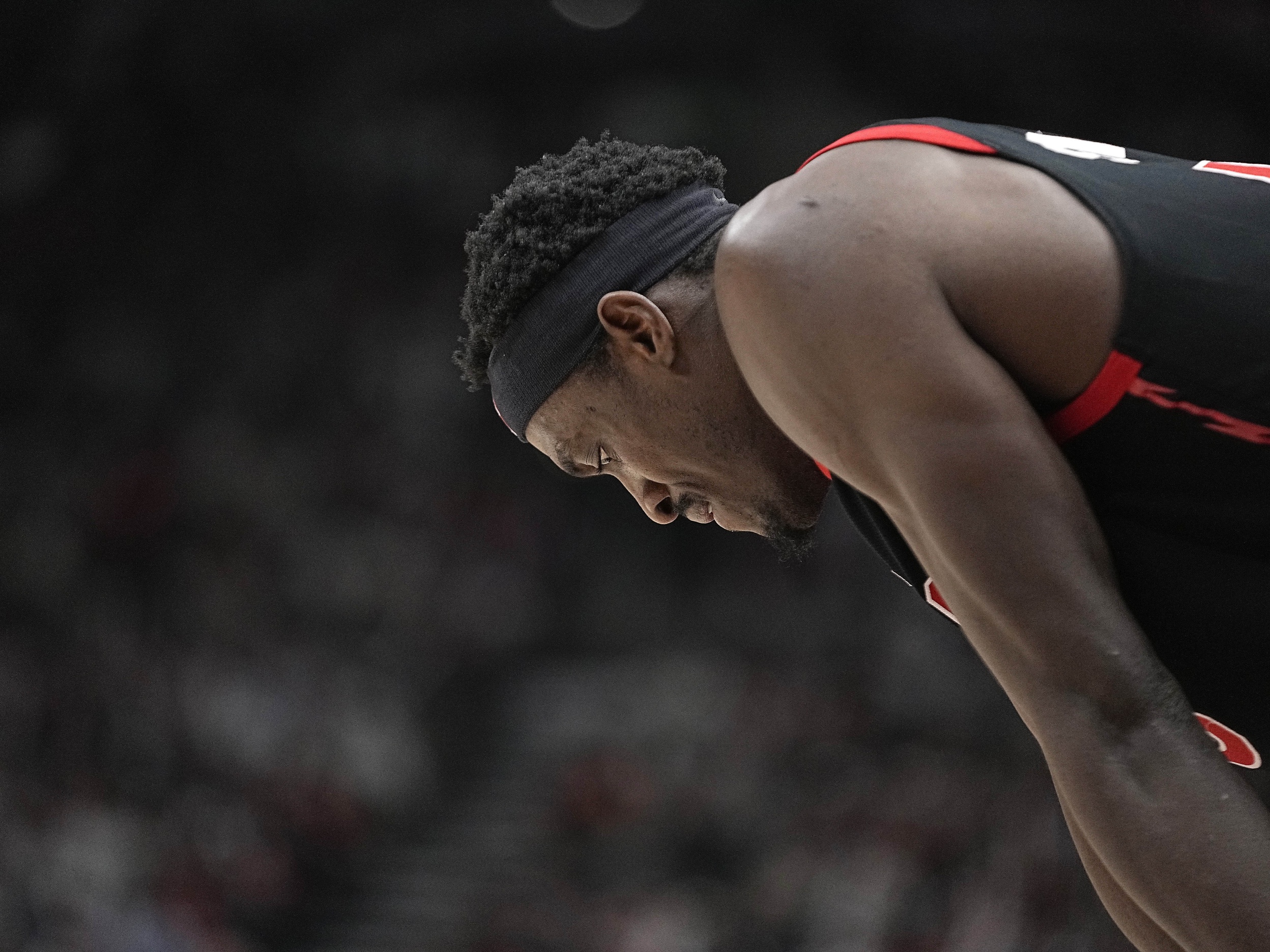 Apr 12, 2023; Toronto, Ontario, CAN; Toronto Raptors forward Pascal Siakam (43) during the second half of a NBA Play-In game against the Chicago Bulls at Scotiabank Arena. Mandatory Credit: John E. Sokolowski-USA TODAY Sports