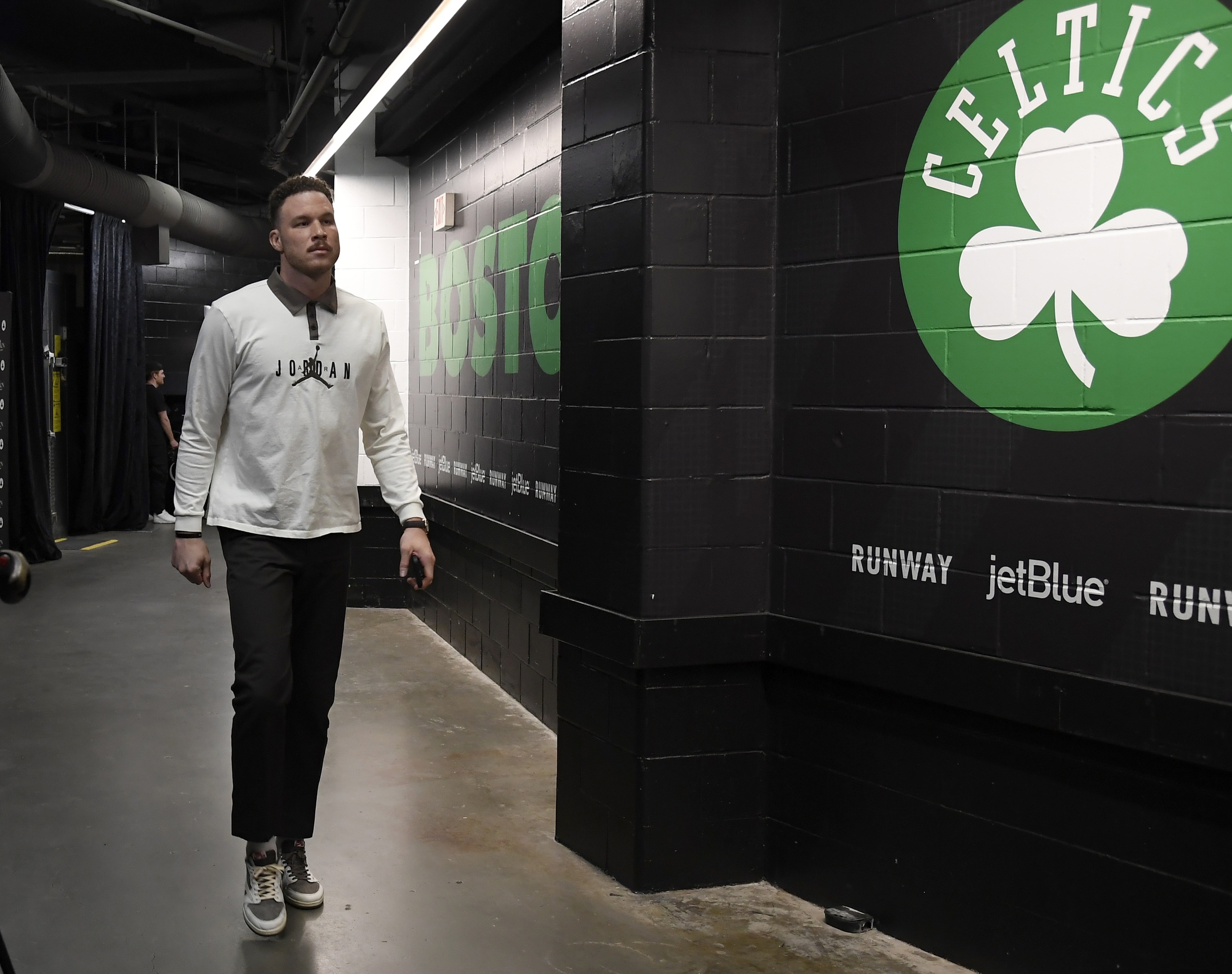 May 17, 2023; Boston, Massachusetts, USA; Boston Celtics forward Blake Griffin (91) before game one of the Eastern Conference Finals against the Miami Heat in the 2023 NBA playoffs at TD Garden. Mandatory Credit: Bob DeChiara-USA TODAY Sports