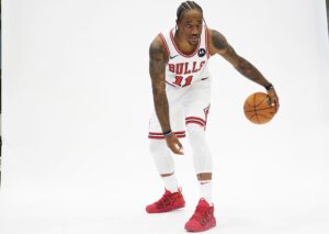 Oct 2, 2023; Chicago, IL, USA; Chicago Bulls forward DeMar DeRozan (11) during Chicago Bulls Media Day at Advocate Center. Mandatory Credit: David Banks-USA TODAY Sports. Should Chicago want the Bulls confident to run it back?