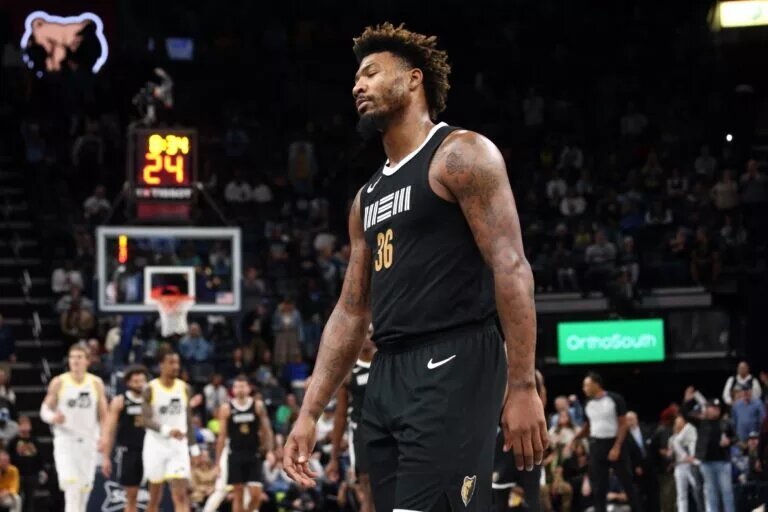 Memphis Grizzlies guard Marcus Smart (36) reacts during the second half against the Utah Jazz at FedExForum.