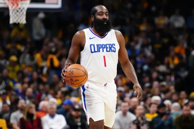 Nov 14, 2023; Denver, Colorado, USA; LA Clippers guard James Harden (1) during the first quarter against the Denver Nuggets at Ball Arena. Mandatory Credit: Ron Chenoy-USA TODAY Sports
