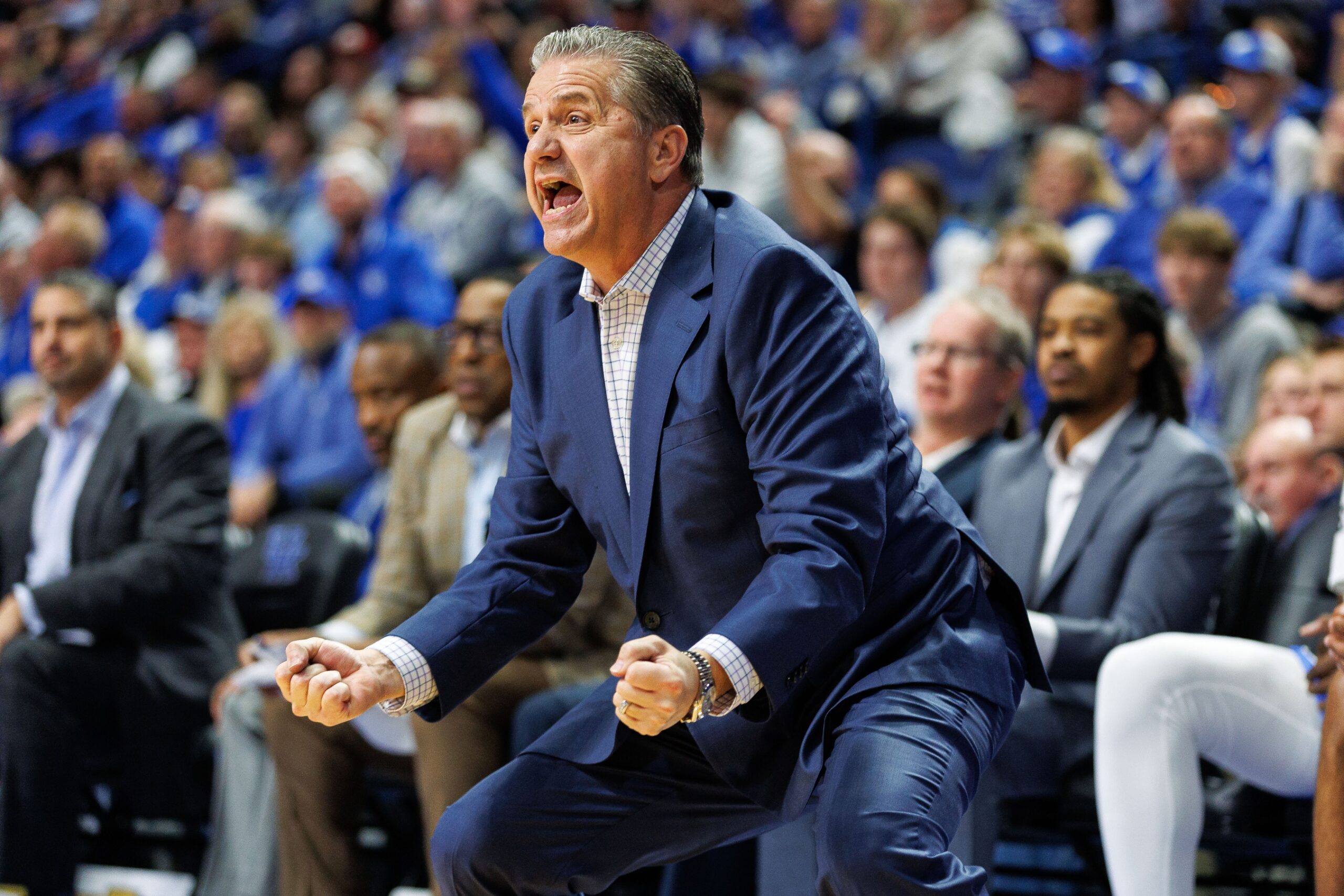 John Calipari leads Kentucky into a battle with Miami in the 2023 ACC SEC Challenge.